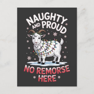 Unartig und stolz, keine Reue, lustiges Weihnachts Feiertagspostkarte