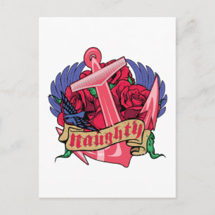 Unartige Anker Rosen und Flügel Postkarte
