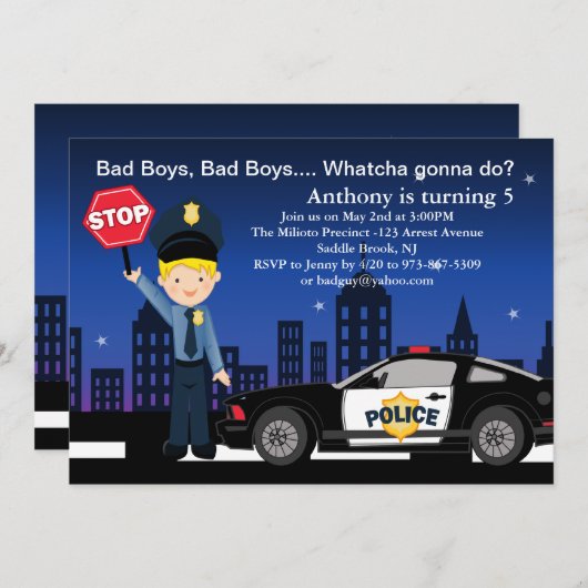 Unartige Jungen, unartige Jungen in der Einladung (Vorne/Hinten)