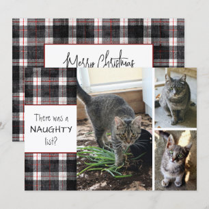 Unartige Liste Katze 3 Fotos Weihnachts-Plaid Feiertagskarte
