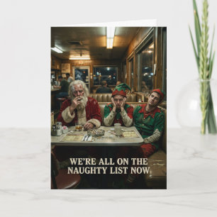 Unartige Liste Santa-Elfen-Diner-Dunkler Humor Karte