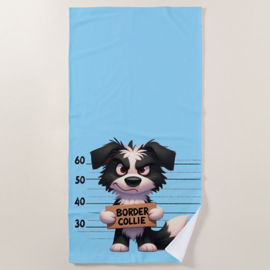 Unartiger Border Collie Strandtuch (Vorderseite)