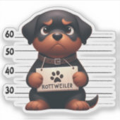 Unartiger Rottweiler Aufkleber (Vorderseite)