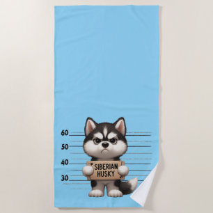 Unartiger Siberian Husky Strandtuch