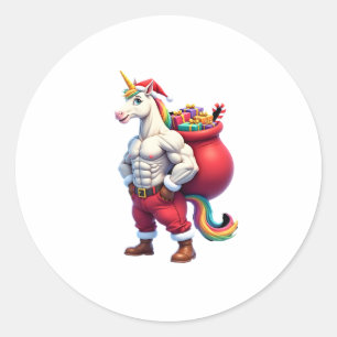 Unartiges Einhorn Wortspiel Lustige Familie Weihna Runder Aufkleber