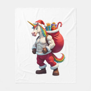 Unartiges Einhorn Wortwitz Lustiges Familienweihna Fleecedecke