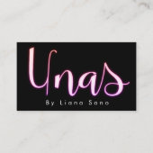 Unas Glow Script Salon Pink Nail Artist Visitenkarte (Vorderseite)