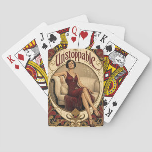 Unaufhaltsame elegante Frau im Jugendstil Spielkarten