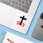 Unaufhaltsame Liebe – Römer 5:8 Aufkleber (Laptop mit iPhone)