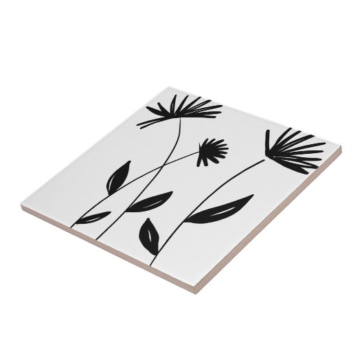 unbedeutende abstrakte Schwarzweiss-Blumen Fliese (Seite)