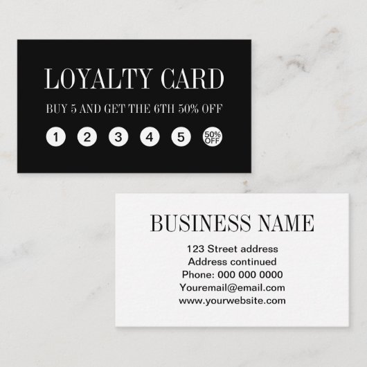 Unbedeutende Loyalitätsschwarzweiss-karte Treuekarte (Vorne/Hinten)