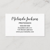 Unbedeutende moderne Schwarzweiss-Visitenkarte Visitenkarte (Rückseite)