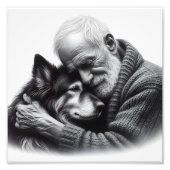 Unbedingte Anleihe Älterer Mann und Hundetengeber Fotodruck (Vorne)