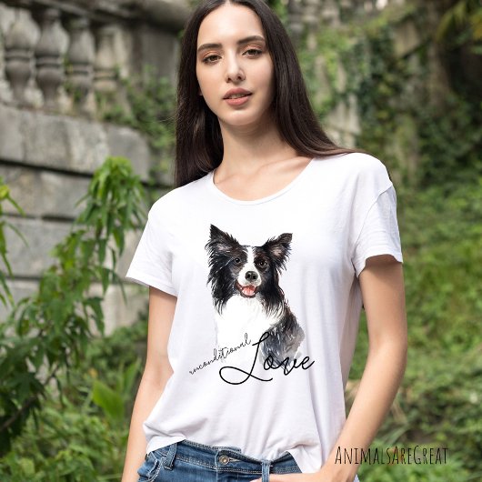 Unbedingte Liebe Border Collie Portrait T-Shirt