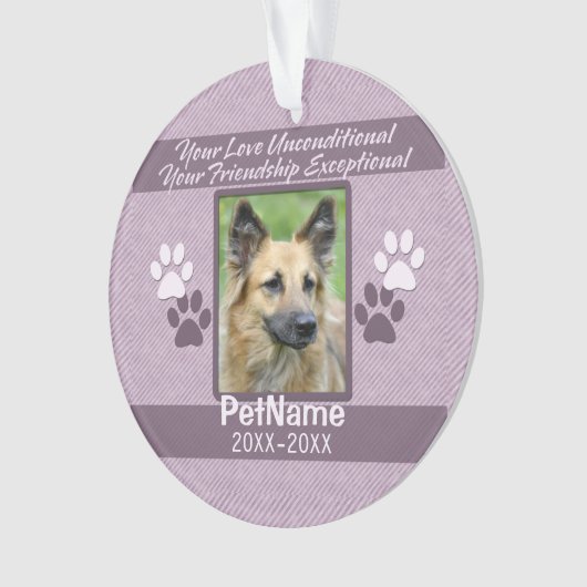 Unbedingte Liebe für Haustiere Beileid Ornament (Vorderseite)