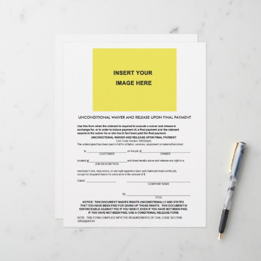 Unbedingter Verzicht und Freigabe nach dem endgült (Vorderseite/Rückseite Beispiel)