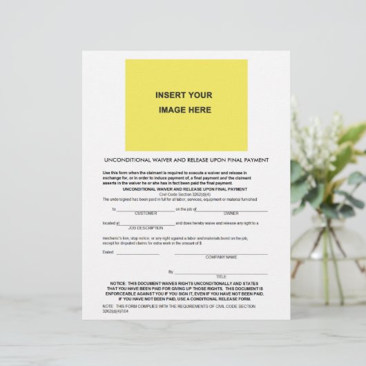 Unbedingter Verzicht und Freigabe nach dem endgült (Stehend Vorderseite)