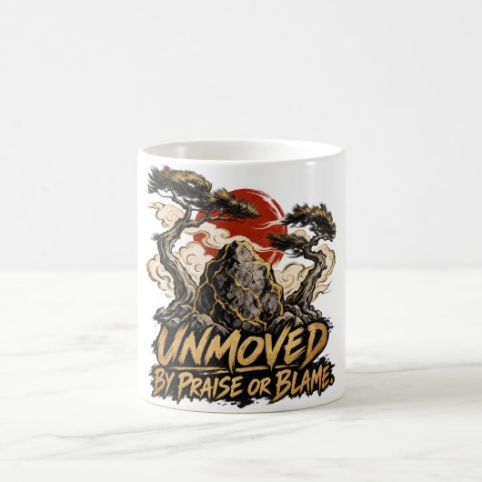 Unbeeindruckt von Lob oder Tadel Dhammapada Kaffeetasse (Mittel)