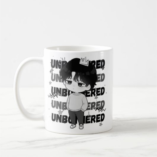 Unbeeindruckte Krone Relatable Chibi Grafikillustr Kaffeetasse (Links)