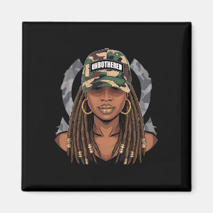 Unbeeindruckte schwarze Frau Melanin Locs Camo sch Magnet