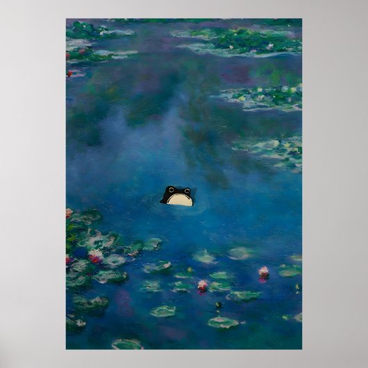 Unbeeindruckter Frosch, Monet Wasserlilie Frosch d Poster (Vorne)