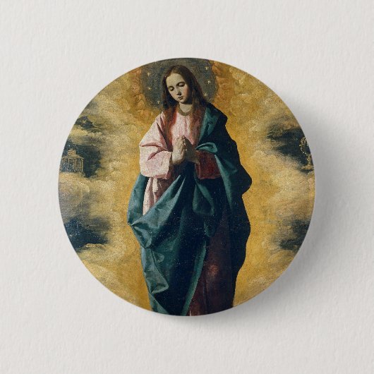 Unbefleckte Empfängnis von Zurbarán Button (Vorderseite)
