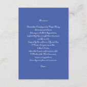 Unbeflecktes Conception Blue mit Memorare Begleitkarte (Rückseite)