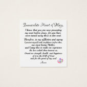 Unbeflecktes Herz der Mary-Gebetskarte (Rückseite)