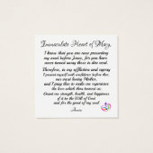 Unbeflecktes Herz der Mary-Gebetskarte (Rückseite)