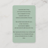 Unbeflecktes Herz der Mary-Gebetskarte Visitenkarte (Rückseite)