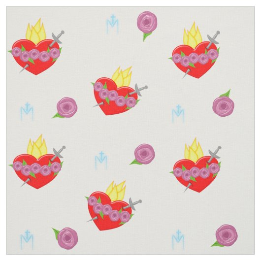 Unbeflecktes Herz für Mary Rose & White Background Stoff (Muster)