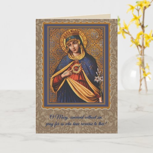 Unbeflecktes Herz gesegneter Jungfrau Mary Karte (Gelbe Blume)