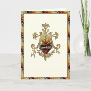 Unbeflecktes Herz Jungfrau Maria Florales Monogram Karte