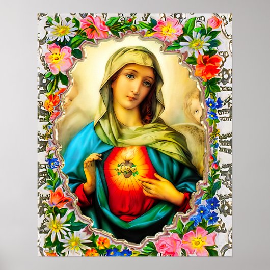 Unbeflecktes Herz Jungfrau Maria Katholische Heili Poster (Vorne)