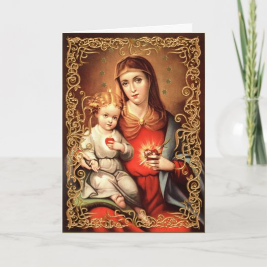 Unbeflecktes Herz Madonna mit Kind Weihnachtskarte Karte (Vorderseite)