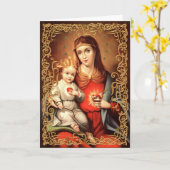 Unbeflecktes Herz Madonna mit Kind Weihnachtskarte Karte (Gelbe Blume)