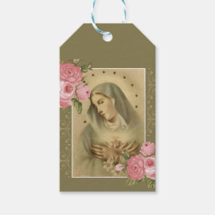 Unbeflecktes Herz Mariä rosa Rosen Floral Geschenkanhänger