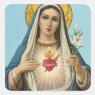 Unbeflecktes Herz Mariens Unsere Liebe Frau religi Quadratischer Aufkleber