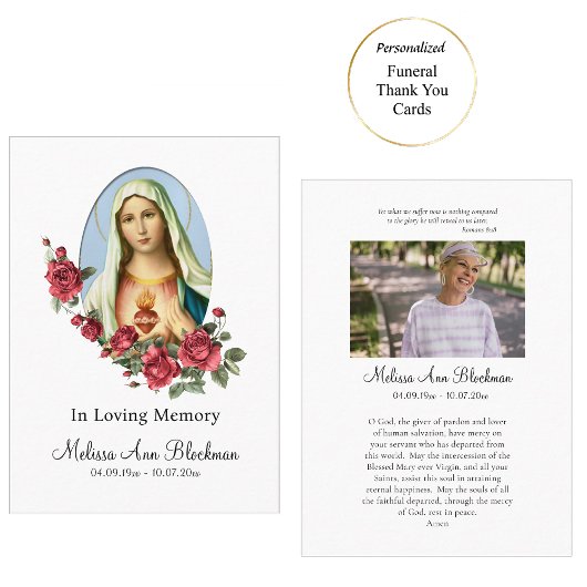 Unbeflecktes Herz Mary Beerdigungskarte Platzkarte