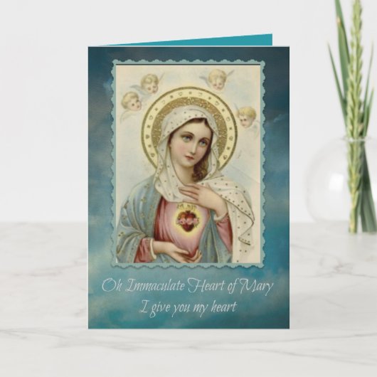Unbeflecktes Herz Mary Note Card w/Gebet Karte (Vorderseite)