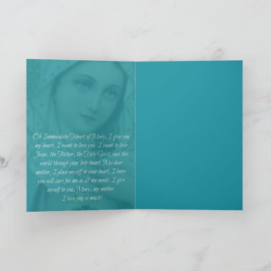 Unbeflecktes Herz Mary Note Card w/Gebet Karte (Innenseite)