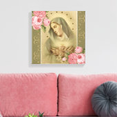 "Unbeflecktes Herz Mary Pink Roses Lilies Stars Leinwanddruck (Insitu (Wohnzimmer))