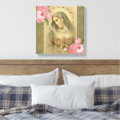 "Unbeflecktes Herz Mary Pink Roses Lilies Stars Leinwanddruck (Insitu (Schlafzimmer))
