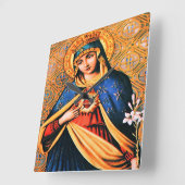 Unbeflecktes Herz von Maria Quadratische Wanduhr (Winkel)