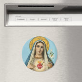 Unbeflecktes Herz von Maria - Rose, Lilie, Schwert Magnet (In Situ (Geschirrspüler))