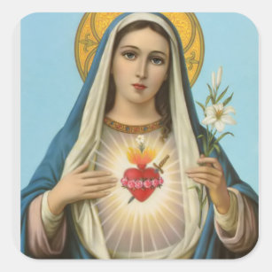 Unbeflecktes Herz von Mary Das religiöse Bild unse Quadratischer Aufkleber
