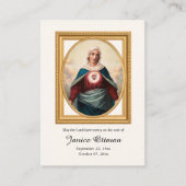 Unbeflecktes Herz von Mary Foto Beerdigungskarte Platzkarte (Vorderseite)