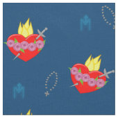 Unbeflecktes Herz von Mary Rosary & Navy Hintergru Stoff (Nahaufnahme)