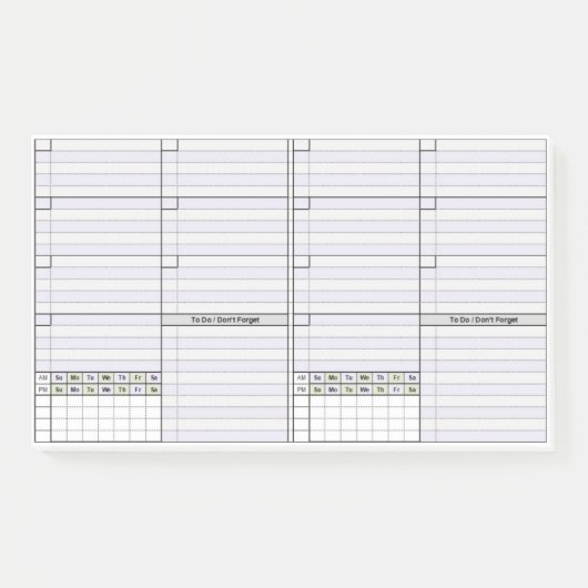 Unbefristete Woche 2 pro Seite Post-it Klebezettel (Vorderseite)