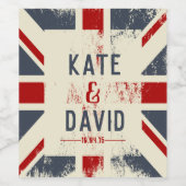 Unbehagen in der Union Jack Custom Wedding Wine Be Weinetikett (Einzelnes Label)